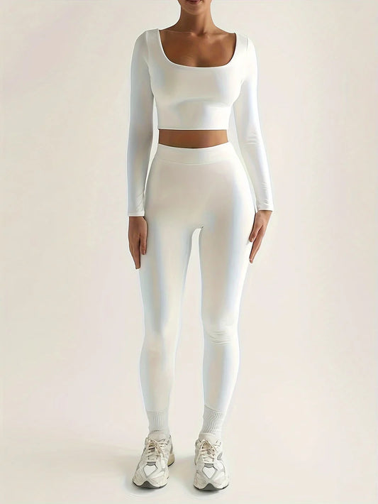 Damen Sport Set mit Leggings & Crop Top – Fitness Outfit