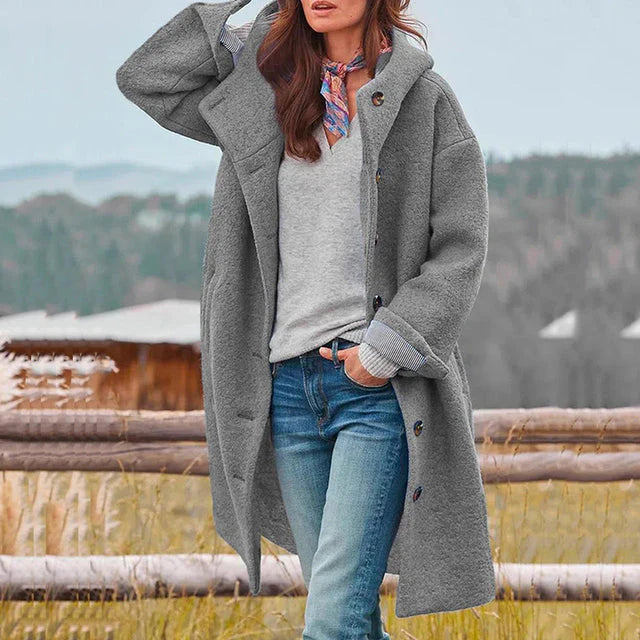 Eleganter Damen Wollmantel Mit Kapuze – Stilvoll, Warm & Bequem Für Herbst & Winter
