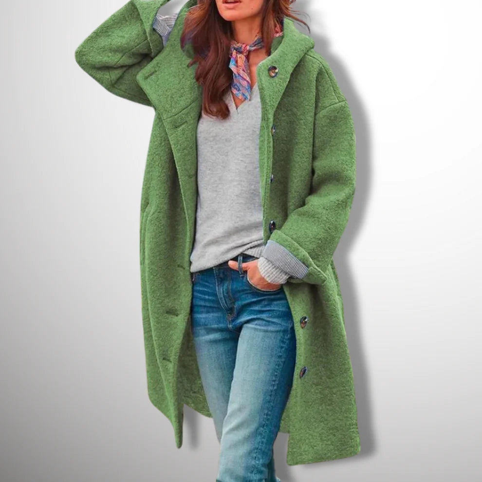 Eleganter Damen Wollmantel Mit Kapuze – Stilvoll, Warm & Bequem Für Herbst & Winter