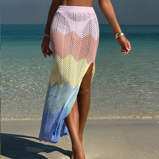 Bunter Crochet Maxi-Rock – Boho Strandrock Damen