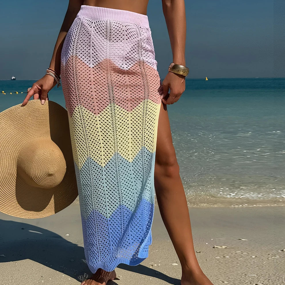 Bunter Crochet Maxi-Rock – Boho Strandrock Damen