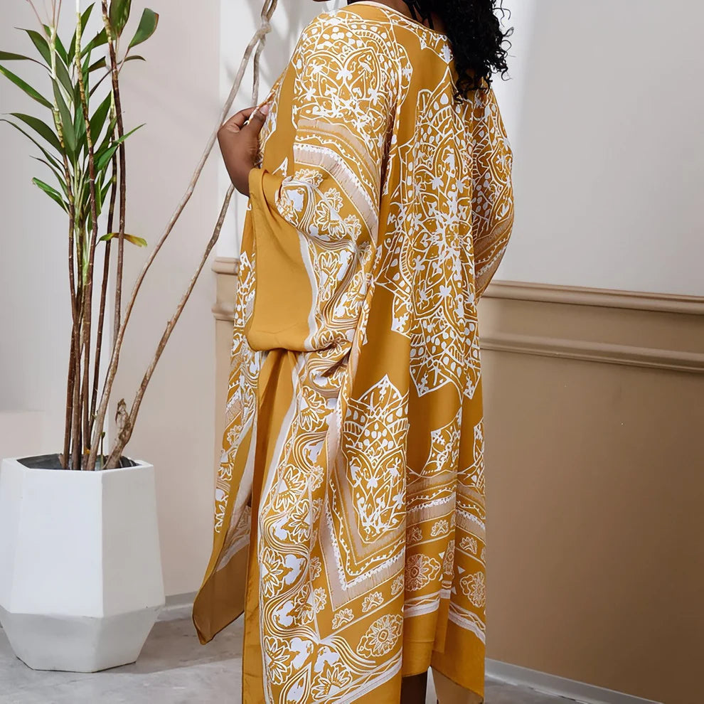 Baumwoll-Kimono mit Boho-Print – Strandkimono Damen
