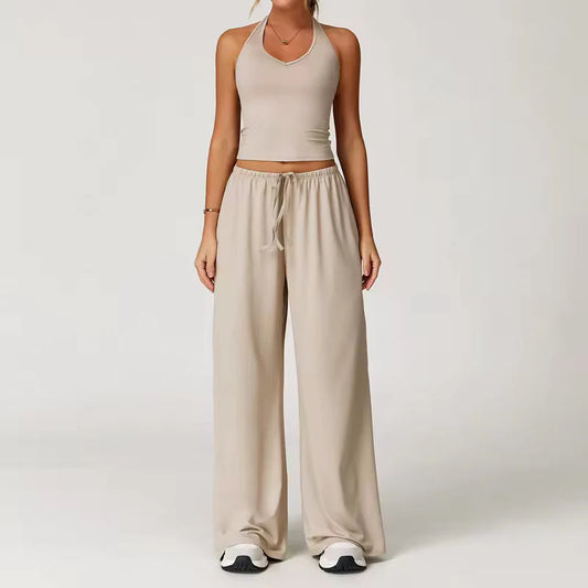 Zweiteiler Lounge-Set Damen – Neckholder Top & weite Hose