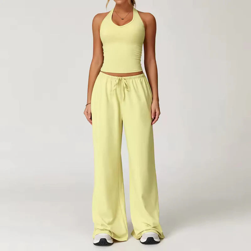 Zweiteiler Lounge-Set Damen – Neckholder Top & weite Hose