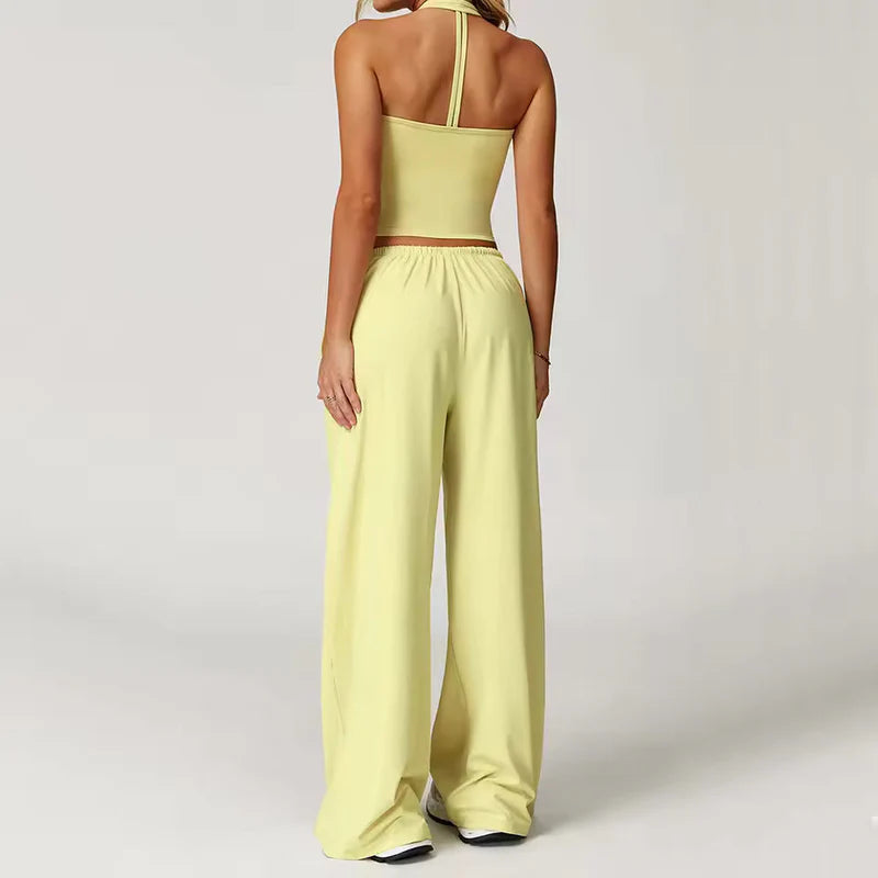 Zweiteiler Lounge-Set Damen – Neckholder Top & weite Hose