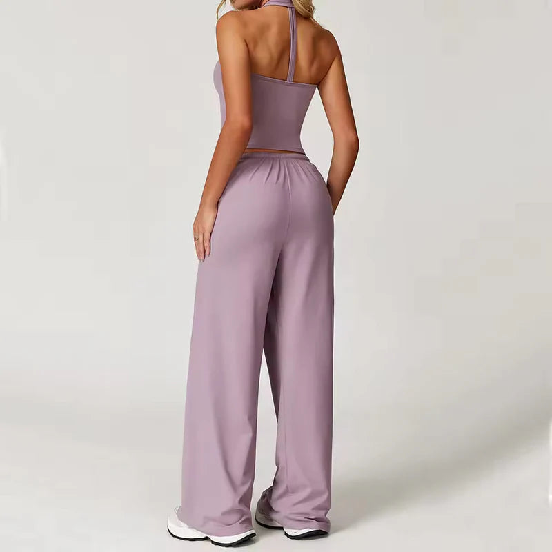 Zweiteiler Lounge-Set Damen – Neckholder Top & weite Hose