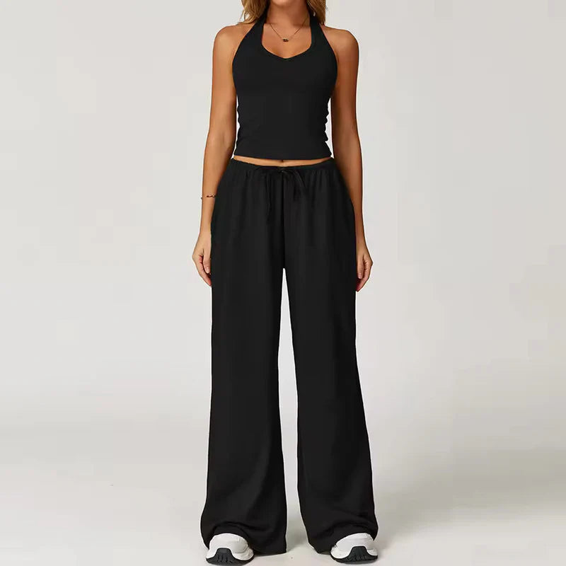 Zweiteiler Lounge-Set Damen – Neckholder Top & weite Hose