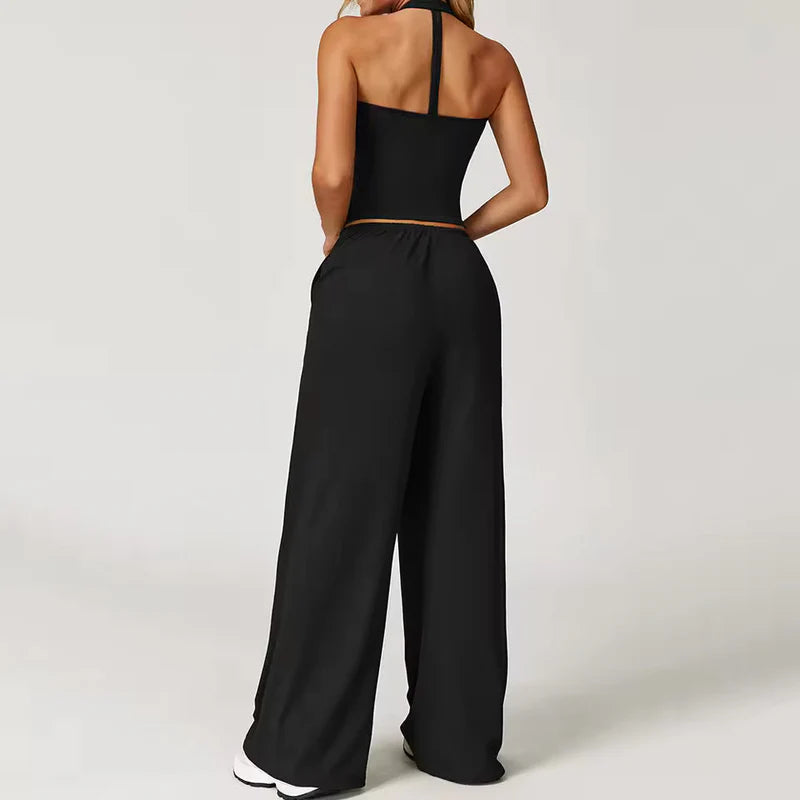 Zweiteiler Lounge-Set Damen – Neckholder Top & weite Hose