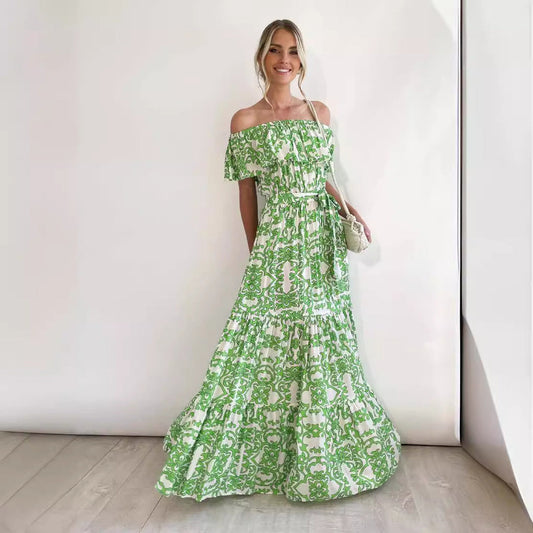 Sommerliches Maxikleid mit Off-Shoulder-Ausschnitt – Femininer Look & Luftiger Tragekomfort