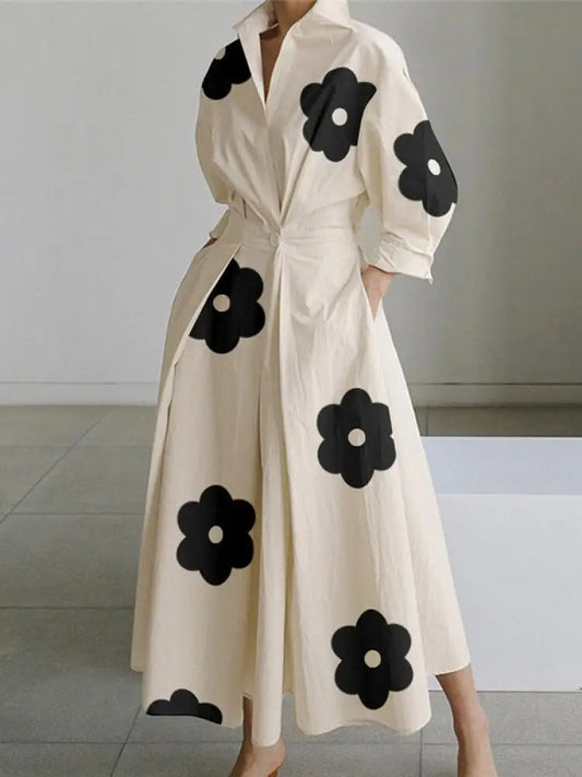 Elegantes Maxikleid mit Blumenprint & Bindegürtel – Sommermode