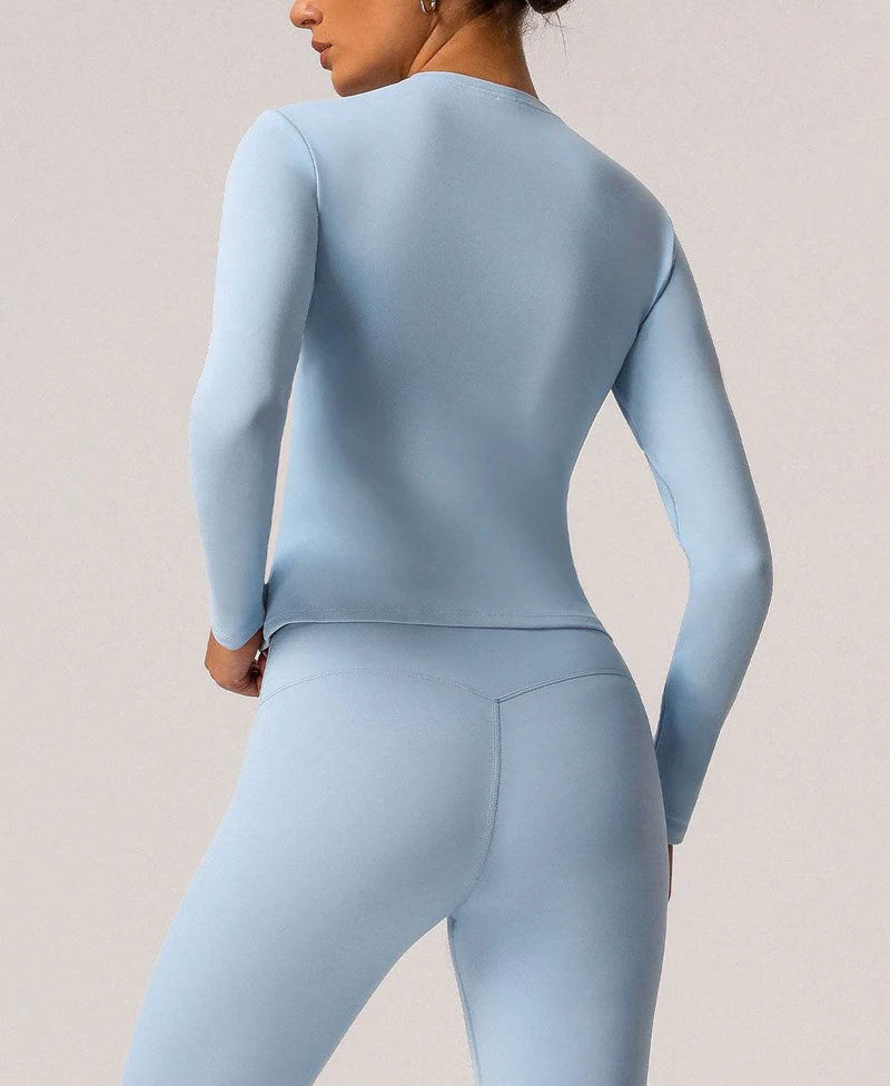 Damen Sport Oberteil langarm – Atmungsaktiv, figurbetont & elastisch