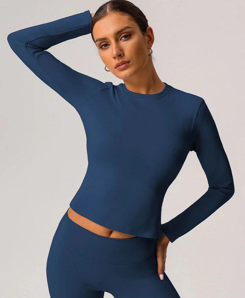 Damen Sport Oberteil langarm – Atmungsaktiv, figurbetont & elastisch